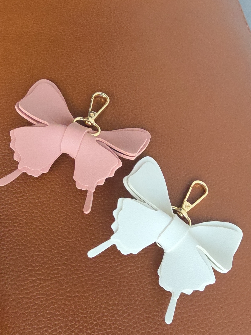 BUTTERFLY Faux Leather Keychain/Charm with Gold Tone Hardware-Choose 1